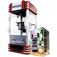 Mikamax - Retro Popcorn Machine - Deluxe - Cinema Popcorn Maker - Rojo - 50 cm - con Receta